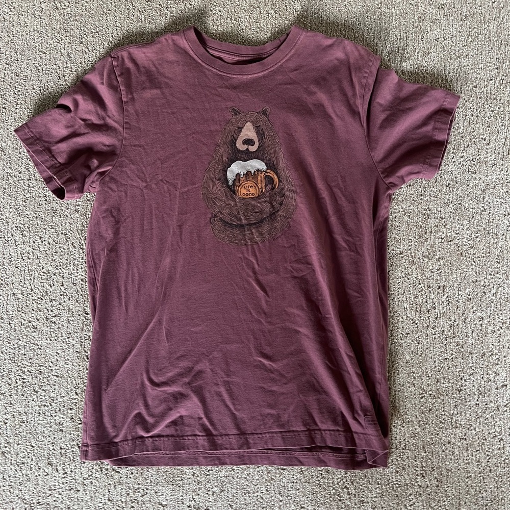Life is Good beer drinking bear shirt